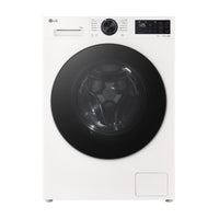White washing machine LG F4X5011TWB, front view
