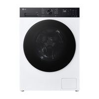 LG F4X5511TKB washing machine, front view, closed door, control panel at the top