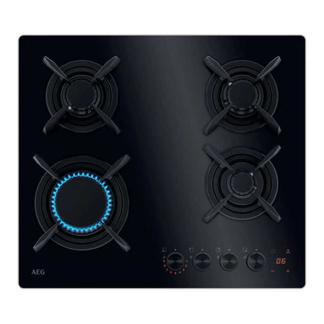Черная газовая варочная панель AEG HKB64453NB