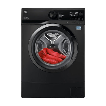 Grey washing machine AEG L6SE47DXE, front view
