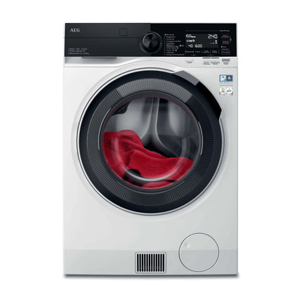 White heat pump washer-dryer AEG LWR98165NXE, front view