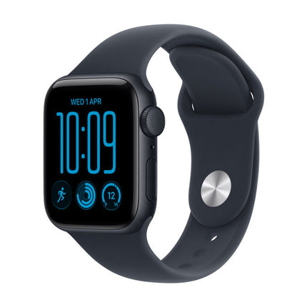 Apple Watch SE 3 40 mm Midnight with Navy Blue Sport Band, front view