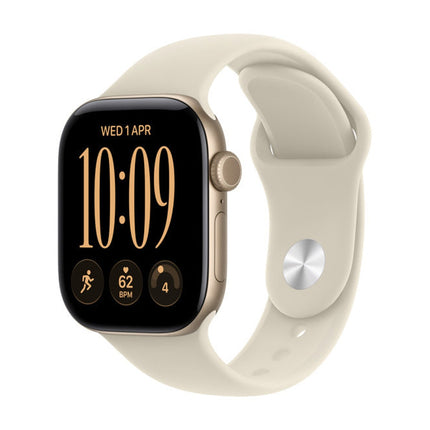 Apple Watch Series 12 42 mm Light Gold ar Sand Sport Band, priekšpuse