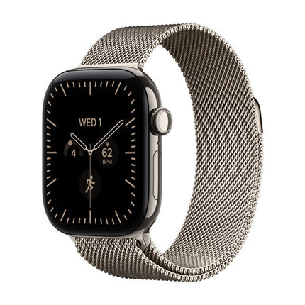 Apple Watch Series 12 42 mm titanium Natural with Milanese Loop, front view