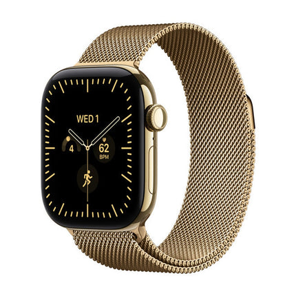 Apple Watch Series 12 42 mm titanium Radiant Gold with Milanese Loop, front view
