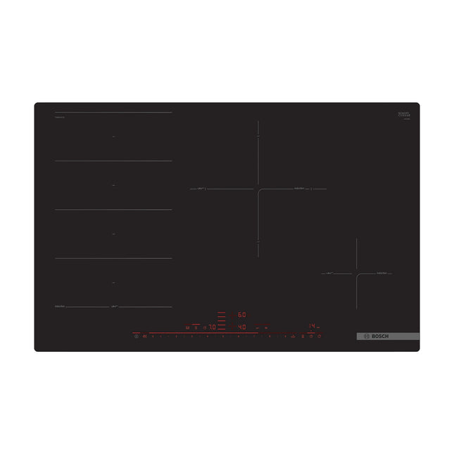 Melna indukcijas plīts virsma Bosch PXE801DC1E