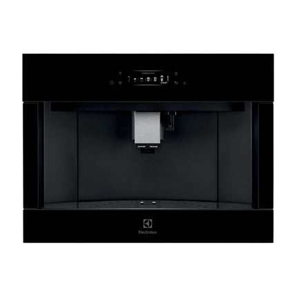 Melns iebūvējamais kafijas automāts Electrolux KBC85Z, skats no priekšas