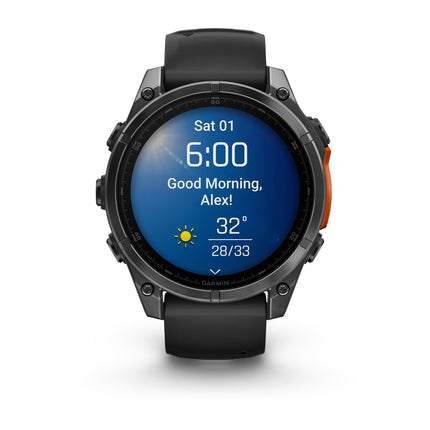 Garmin Fenix 8 47mm AMOLED Slate, angled view