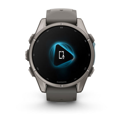 Garmin Fenix 9 43mm Titanium with Pebble Gray silicone band, detaļa, 6. attēls