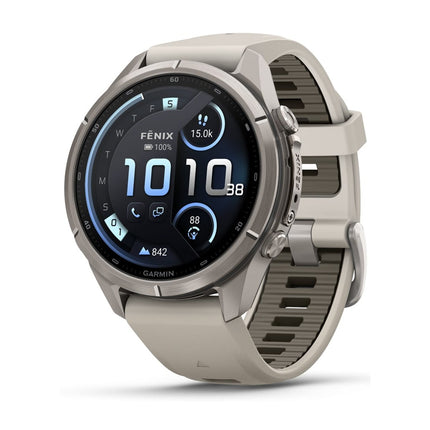 Garmin Fenix 9 Pro 43mm inReach Titanium Fog Gray, priekšpuse