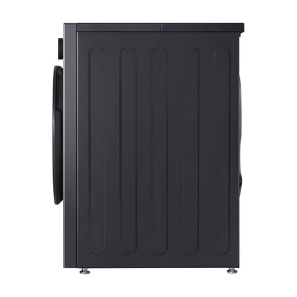 LG F2X70S9TBB veļas mašīna, skats no sāniem, redzams sānu panelis ar ribām