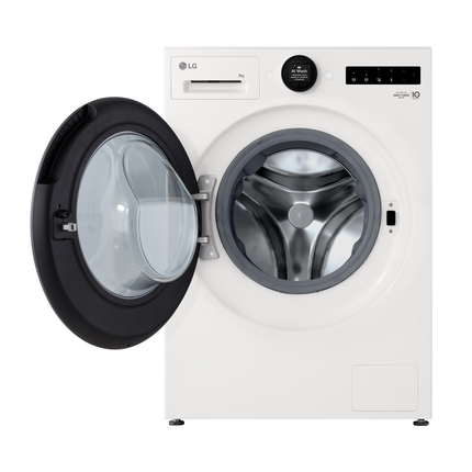 LG F2X70S9TWB veļas mašīna, skats no priekšas, atvērtas durvis