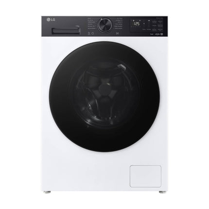 LG F4X5011TKB washing machine, front view with closed door