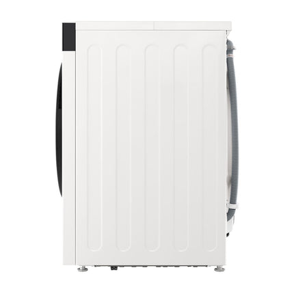LG F4X5511THB washing machine, side view with drain hose at the back