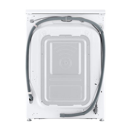 LG F4X5511TKB washing machine, rear view with hose and back panel