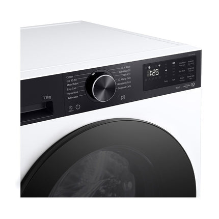 LG F4X5511TKB washing machine, close up of control panel with program selector and display