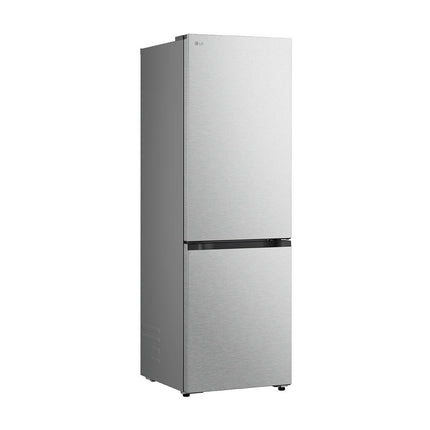 LG GBBS716CMB refrigerator with freezer below, angled front view, closed doors