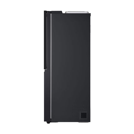 LG GSXE91EVAD divdurvju side-by-side ledusskapis, skats no sāna ar ventilācijas režģi
