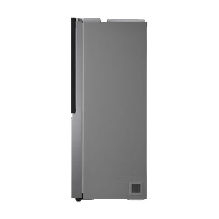 LG GSXV91PZAE divdurvju side-by-side ledusskapis, skats no sāniem, redzams sānu panelis un ventilācijas režģis apakšā