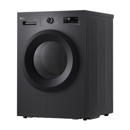 LG RHX1009NMB veļas žāvētājs, skats no sāna leņķī