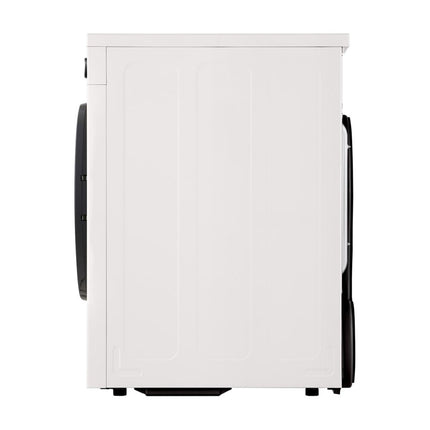 LG RHX1009NWB clothes dryer, side view of the white side panel