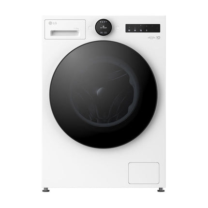 LG W4X7016TWB veļas mašīna ar žāvētāju, skats no priekšas, vadības paneļa displejā redzams AI Wash