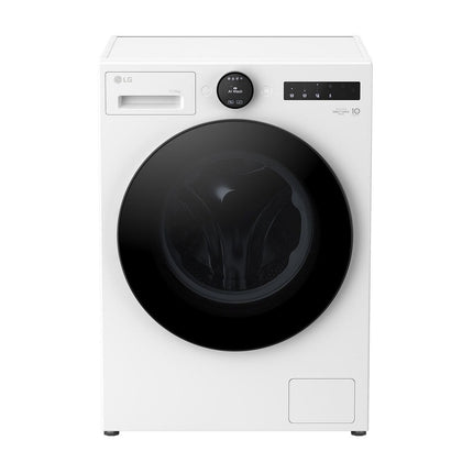 LG W4X7016TWB veļas mašīna ar žāvētāju, skats no priekšas nedaudz no augšas ar slēgtām durvīm