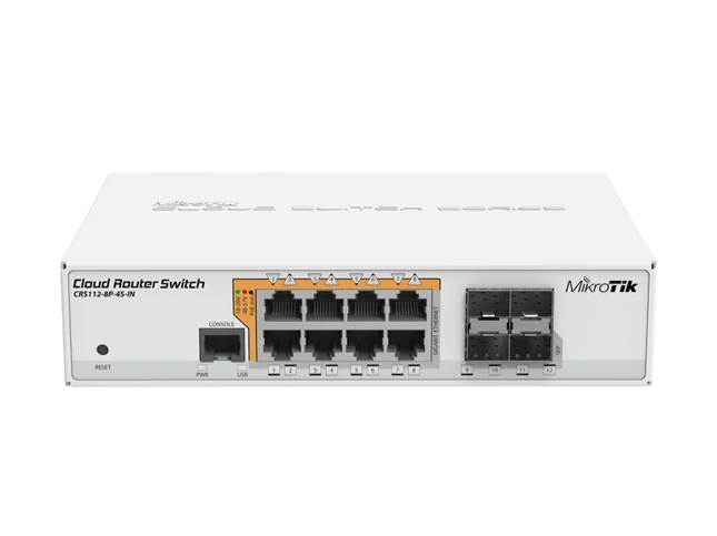 Tīkla iekārta MikroTik komutators CRS112-8P-4S-IN ar PoE izeju