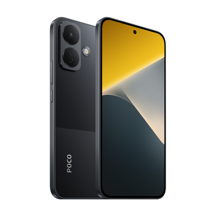 POCO X8 black, front and back, angled