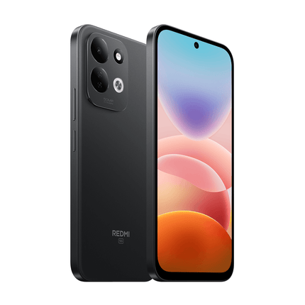 Redmi 17 5G melns, priekšpuse un aizmugure slīpi