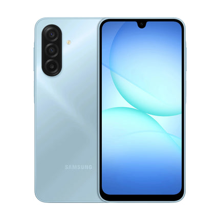 Samsung Galaxy A17 4G gaiši zils, priekšpuse un aizmugure