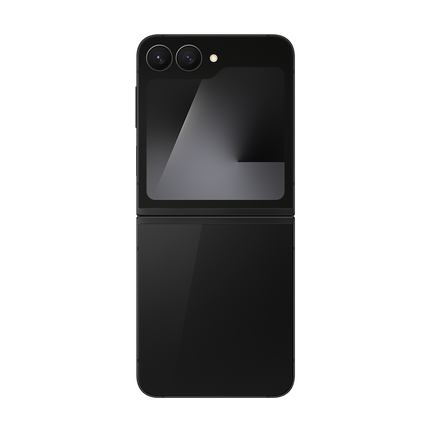 Samsung Galaxy Z Flip7 FE melns, atvērts, aizmugure