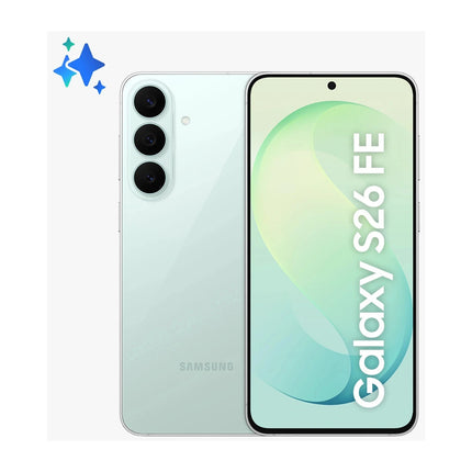 Samsung Galaxy S26 FE Pistachio, priekšpuse un aizmugure