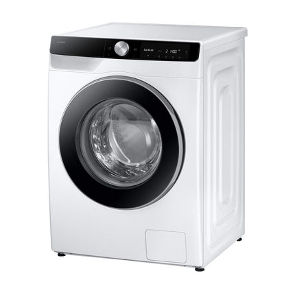 Samsung WW11DG6B85LKU4 washing machine, diagonal view from the right side, side panel visible