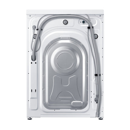 Samsung WW11DG6B85LKU4 washing machine, rear view with drain hose