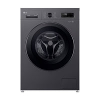 Черная стиральная машина LG F4X1009NMB, вид спереди