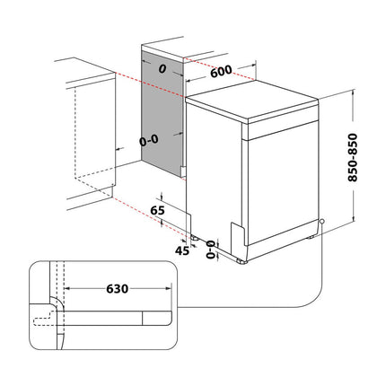 Whirlpool W7F HS31, dimensions drawing